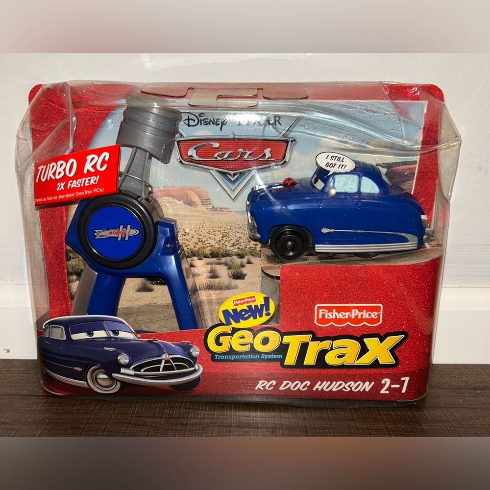2009 Fisher Price NOS Disney Pixar Cars GeoTrax RC Doc Hudson 2-1 Turbo RC NEW